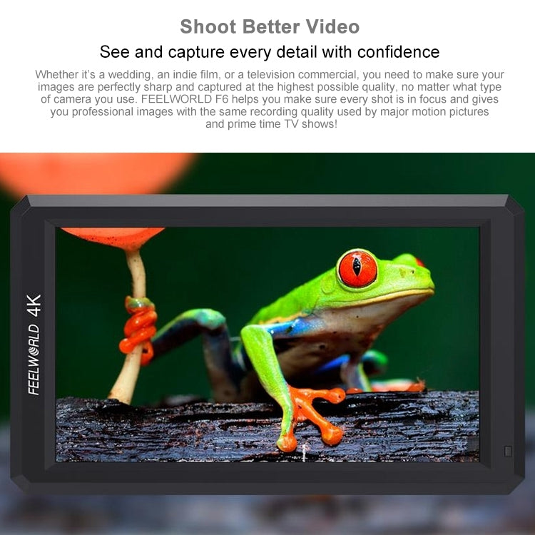 شاشة مراقبة ميدانية للكاميرا FEELWORLD F6 1920x1080 مقاس 5.5 بوصة IPS HDMI 4K، F6