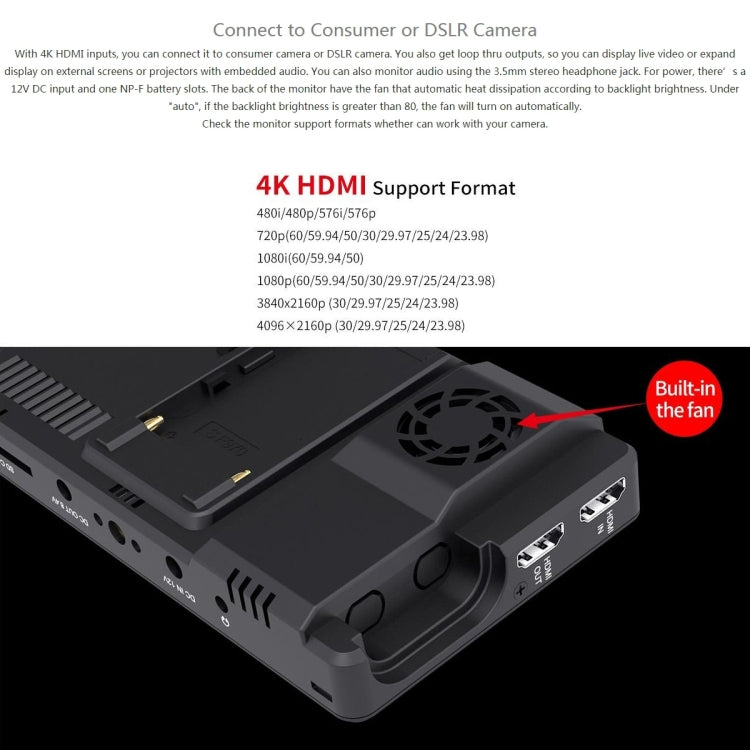 شاشة FEELWORLD LUT6 1920x1080 2600 nits IPS مقاس 6 بوصات HDMI 4K تعمل باللمس وكاميرا مراقبة ميدانية، LUT6