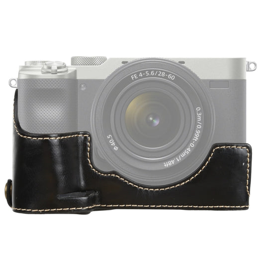 1/4 inch Thread PU Leather Camera Half Case Base for Sony ILCE-7C/A7C