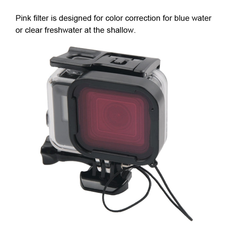 45m Waterproof Housing Protective Case + Touch Screen Back Cover for GoPro NEW HERO /HERO6 /5, with Buckle Basic Mount & Screw & (Purple, Red, Pink) Filters, No Need to Remove Lens, Touch Screen + Filters (Transparent)
