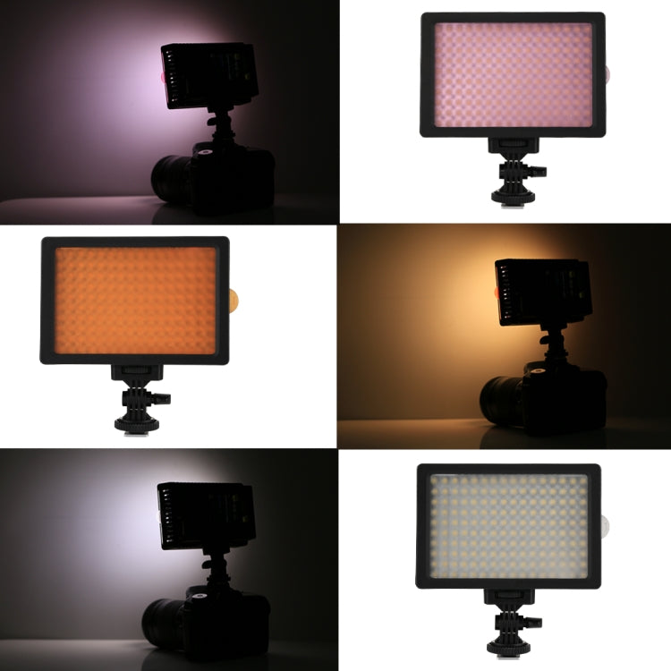 مصباح فيديو LED أبيض عالي الوضوح HD-160، إضاءة ملء إضاءة التصوير الفوتوغرافي على الكاميرا لكاميرات كانون ونيكون وDSLR مع 3 لوحات فلتر، HD-160