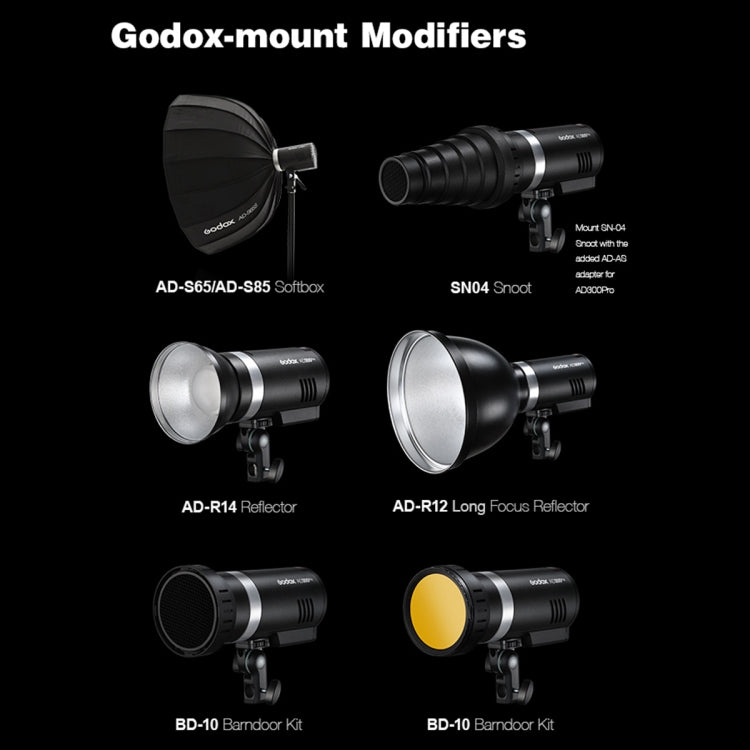طقم إضاءة فلاش جيب خارجي من جودوكس AD300 Pro 300Ws TTL HSS Speedlite، AD300 Pro