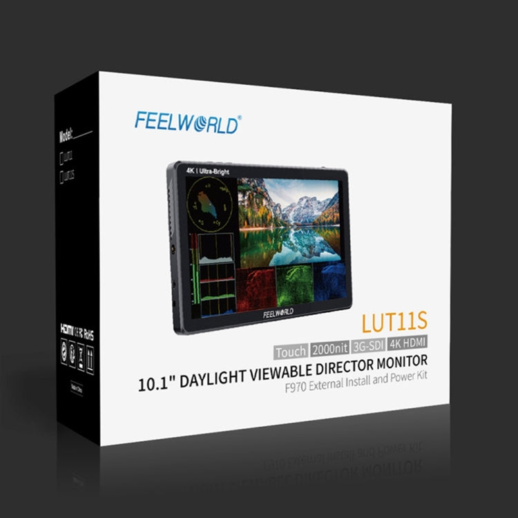 شاشة مراقبة ميدانية لكاميرا DSLR من FEELWORLD LUT11S فائقة السطوع 2000nit، مقاس 10.1 بوصة، مع مدخل ومخرج HDMI بدقة 4K ولوحة IPS بدقة 1920 × 1200، LUT11S