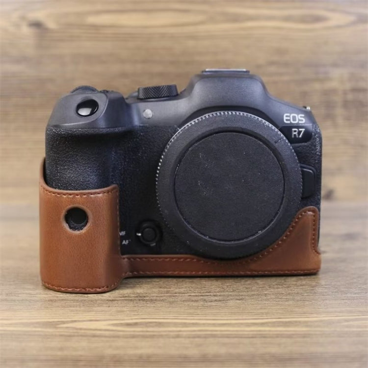 For Canon EOS R7 1/4 inch Thread PU Leather Camera Half Case Base, For Canon EOS R7