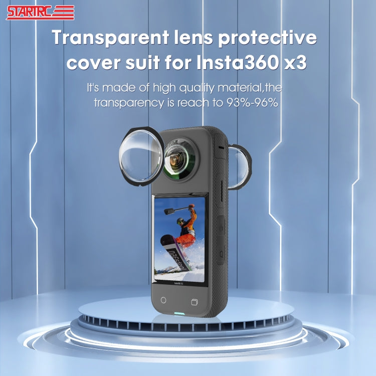 غطاء حماية عدسة STARTRC من البولي كربونات لكاميرا Insta360 X3، لكاميرا Insta360 X3
