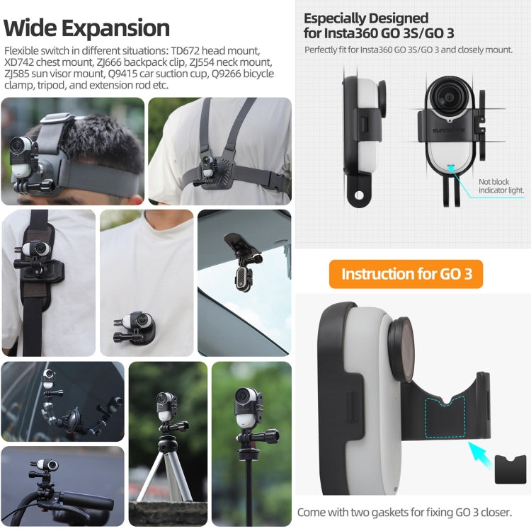 For Insta360 GO 3S / GO 3 Sunnylife Foldable Vertical-Horizontal Mount Adapter Protective Frame Brackets Housing Case, Vertical-Horizontal Mount