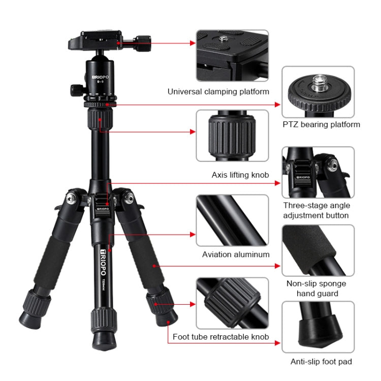 TRIOPO T226 Adjustable Portable Aluminum Alloy Tripod with D-0 Ball Head for SLR Camera