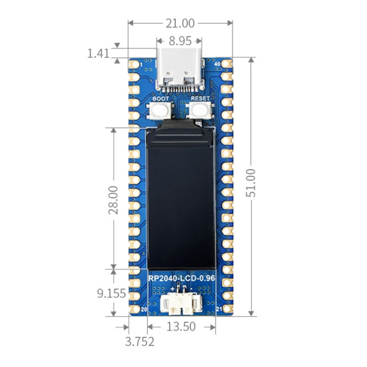 لوحة Waveshare RP2040-LCD-0.96 MCU شبيهة بـ Pico، مبنية على Raspberry Pi MCU RP2040، مع رأس دبوس، RP2040-LCD-0.96
