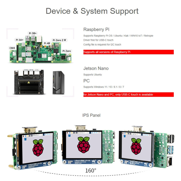 شاشة Waveshare مقاس 2.8 بوصة بدقة 480 × 640 HDMI IPS LCD (H) مغلفة بالكامل