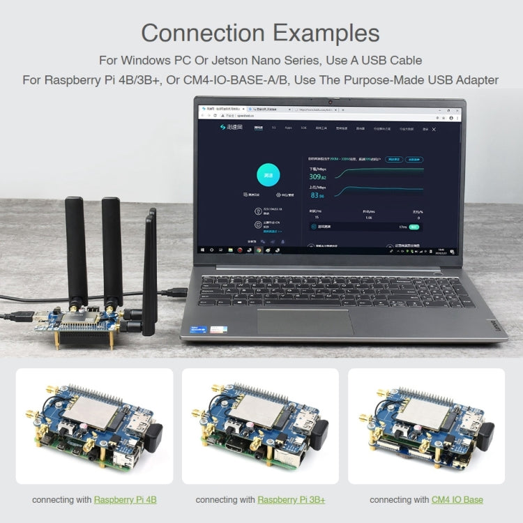لوحة وحدة Waveshare SIM8202G-M2 5G HAT B متعددة النطاق Snapdragon X55 لـ Raspberry Pi، SIM8202G-M2 5G HAT B