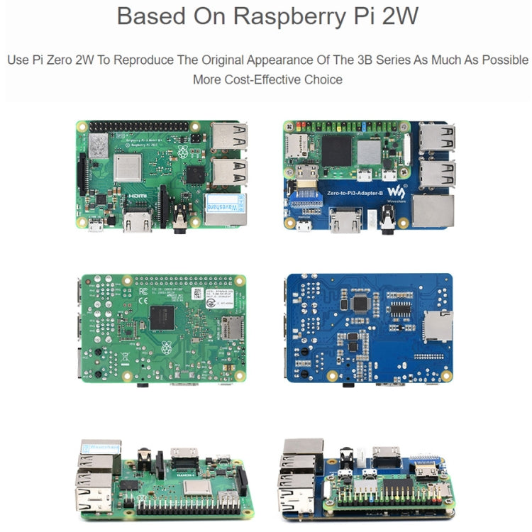 محول Waveshare Raspberry Pi Zero 2 واط إلى 3B لـ Raspberry Pi 3 طراز B/B+، Pi Zero 2 واط إلى 3B