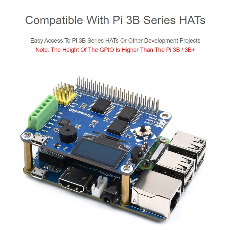 محول Waveshare Raspberry Pi Zero 2 واط إلى 3B لـ Raspberry Pi 3 طراز B/B+، Pi Zero 2 واط إلى 3B