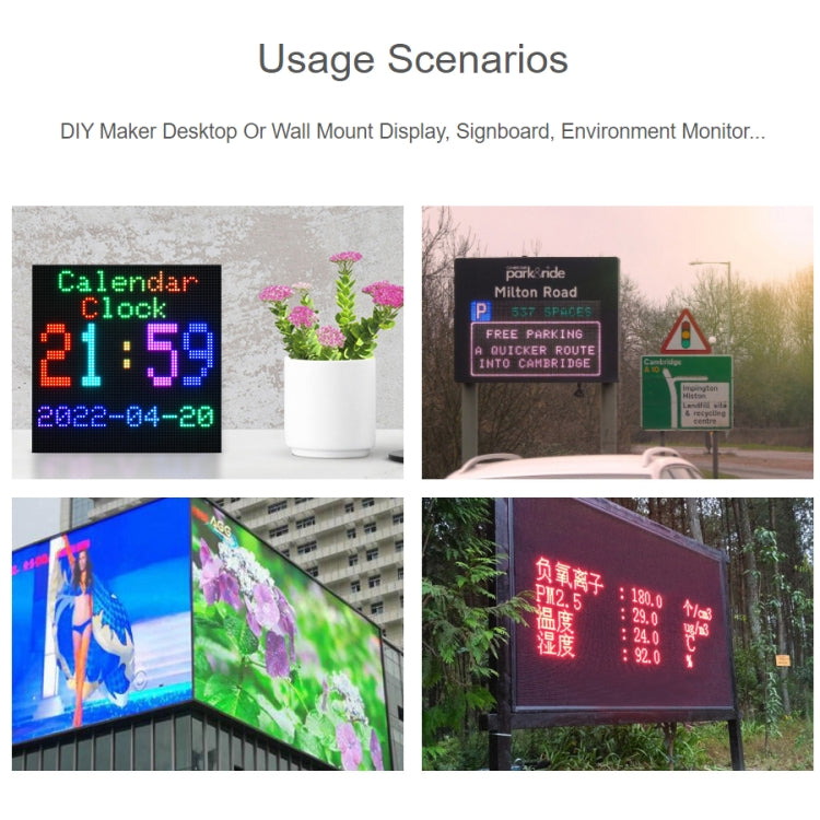 لوحة مصفوفة LED كاملة الألوان RGB من Waveshare، مسافة 3 مم، 64 × 64 بكسل، سطوع قابل للتعديل، 22100