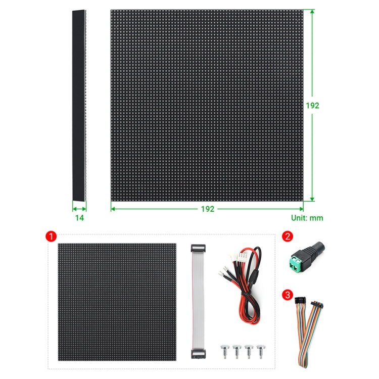 لوحة مصفوفة LED كاملة الألوان RGB من Waveshare، مسافة 3 مم، 64 × 64 بكسل، سطوع قابل للتعديل، 22100