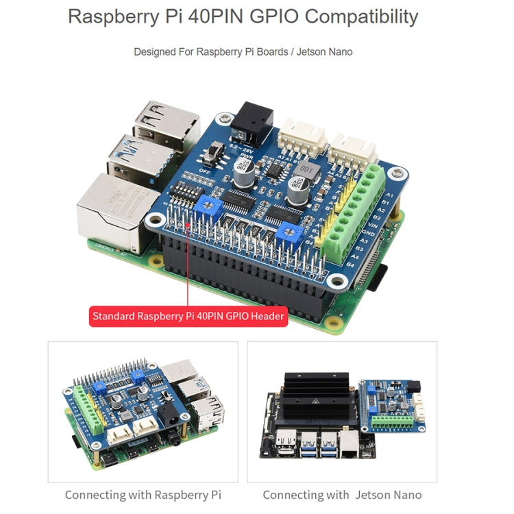 محرك متدرج Waveshare HRB8825 HAT لـ Raspberry Pi، يشغل محركين متدرجين، حتى 1/32 خطوة دقيقة