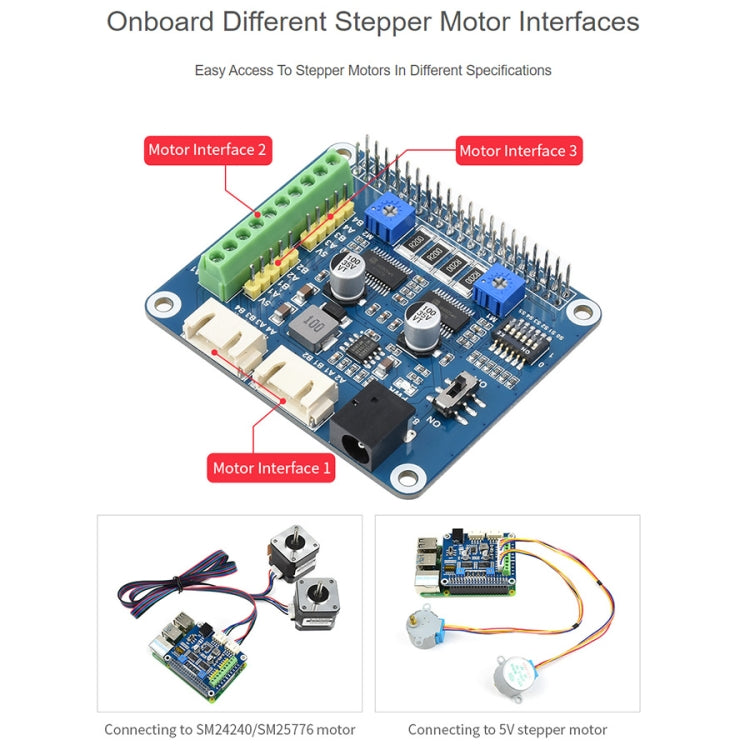محرك متدرج Waveshare HRB8825 HAT لـ Raspberry Pi، يشغل محركين متدرجين، حتى 1/32 خطوة دقيقة