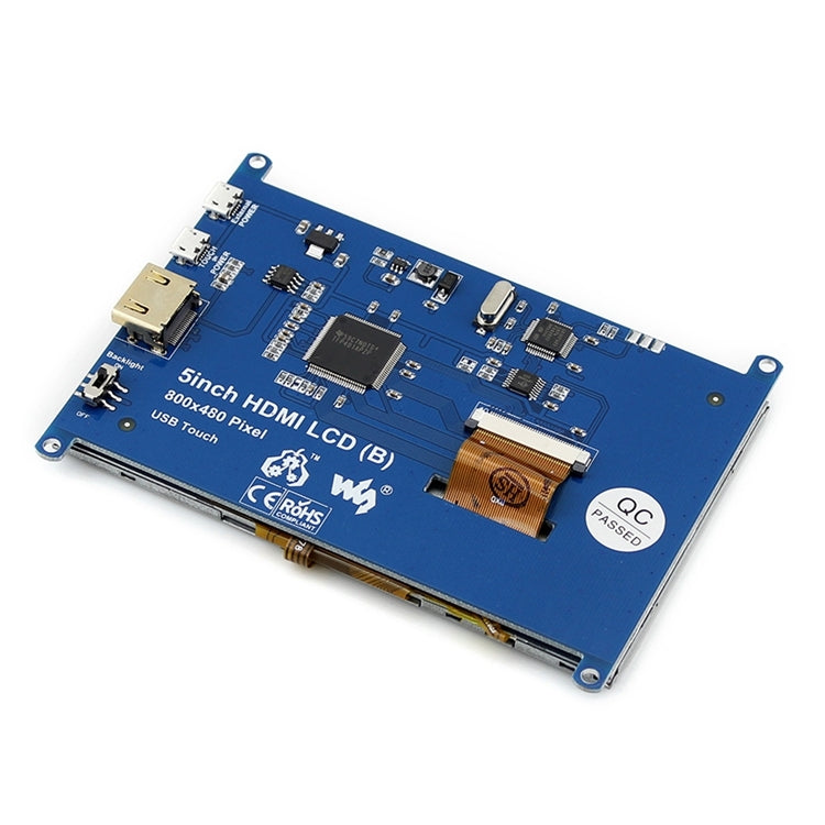 شاشة WAVESHARE LCD مقاس 5 بوصات HDMI (B) تعمل باللمس بدقة 800 × 480 لـ Raspberry Pi تدعم أنظمة مختلفة، شاشة LCD مقاس 5 بوصات HDMI (B)