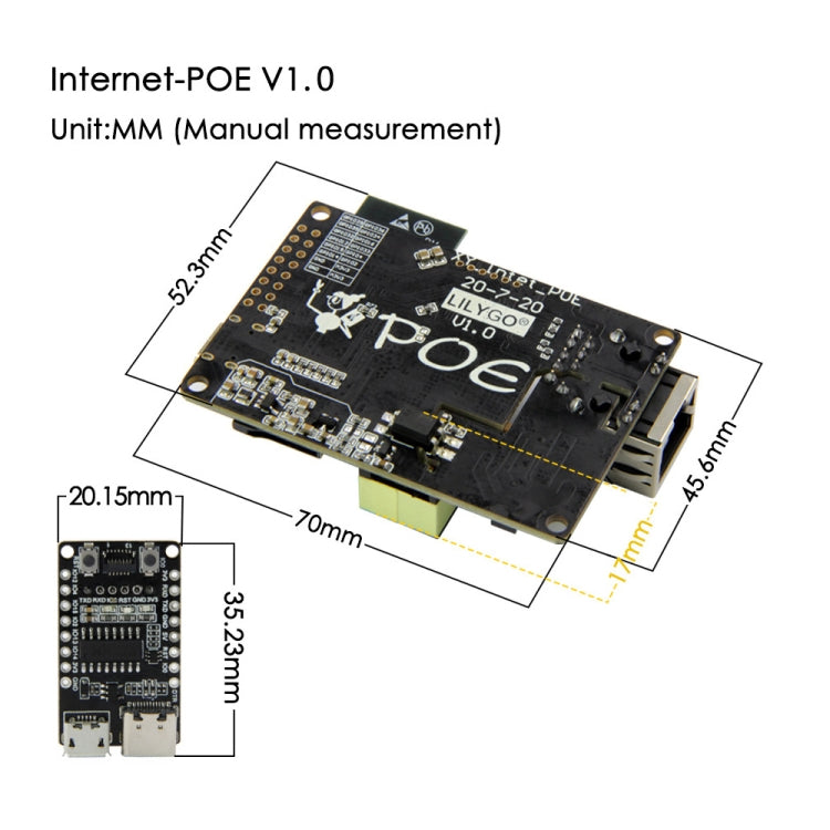 لوحة تمديد تنزيل وحدة TTGO T-Internet-POE ESP3، لوحة التنزيل