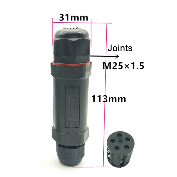 موصل كابل مستقيم XY25 IP68 مقاوم للماء بخمسة دبابيس، XY25