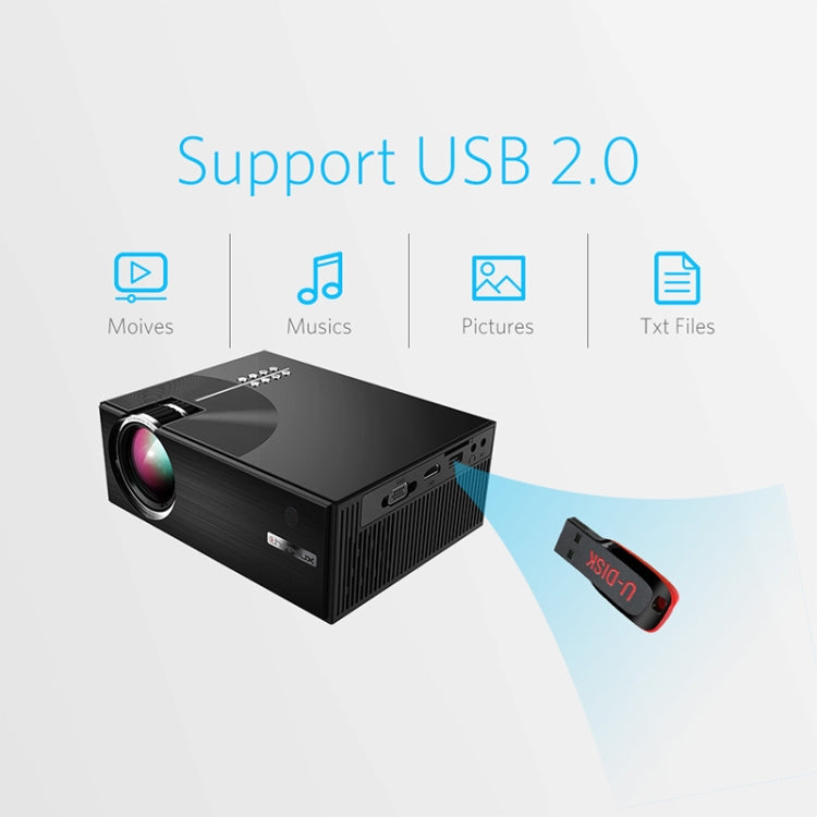 جهاز عرض ذكي Cheerlux C7، 1800 لومن، 800 × 480، 720 بكسل، 1080 بكسل، عالي الدقة، يدعم HDMI / USB / VGA / AV / SD، C7