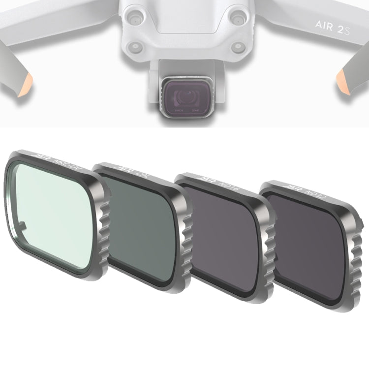 فلتر عدسة JSR KS 4 في 1 UV + CPL + ND16 + ND32 لـ DJI Air 2S، إطار من الألومنيوم، UV + CPL + ND16 + ND32