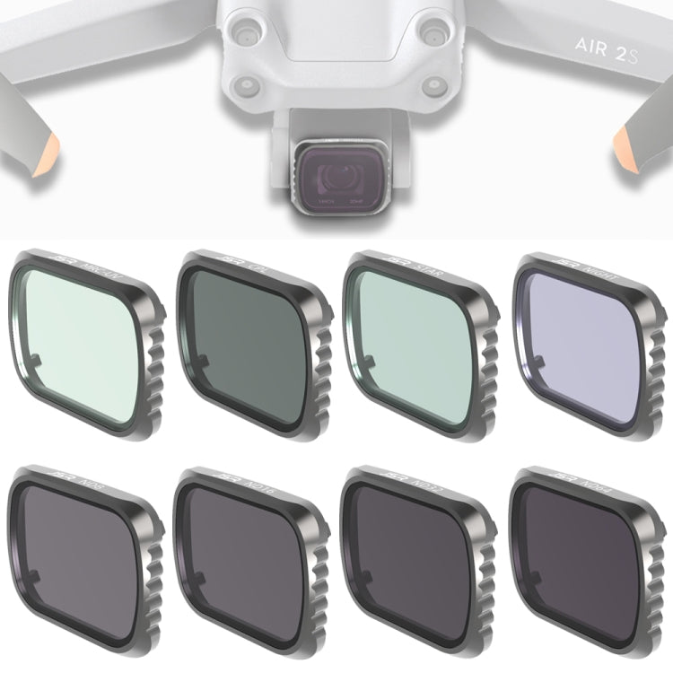 فلتر عدسة JSR KS 8 في 1 UV + CPL + ND8 + ND16 + ND32 + ND64 + STAR + NIGHT لـ DJI Air 2S، إطار من الألومنيوم، UV + CPL + ND8 + ND16 + ND32 + ND64 + STAR + NIGHT