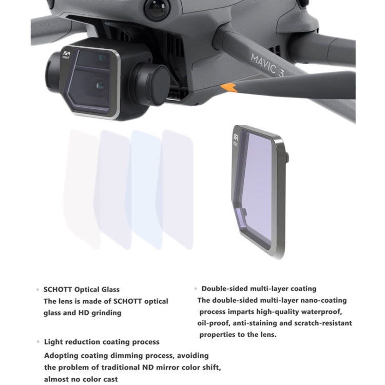 JSR Drone 3 in 1 CPL+ND8+ND16 Lens Filter for DJI Mavic 3, CPL+ND8+ND16