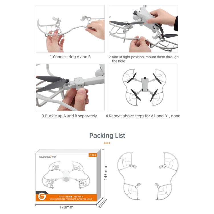 حلقة حماية مروحة طائرة بدون طيار من Sunnylife مضادة للتصادم لطائرة DJI Mini 3 بدون طيار