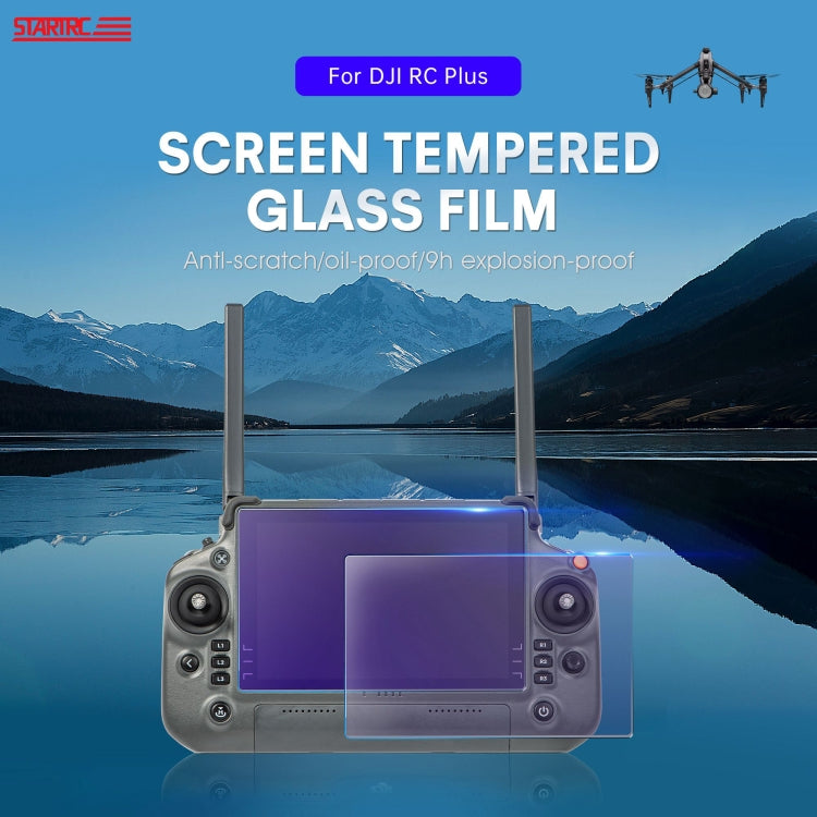 For DJI RC Plus with Screen STARTRC 2pcs Frosted Purple Eye Protection Explosion-proof Tempered Glass Film