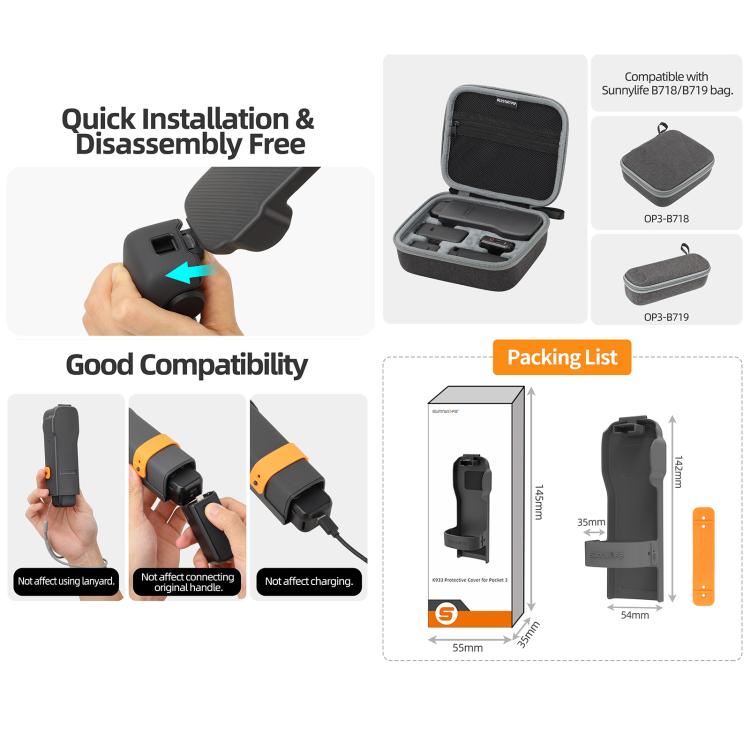 غطاء حماية لصندوق تخزين DJI Osmo Pocket 3 من Sunnylife، لـ DJI Osmo Pocket 3 من Sunnylife