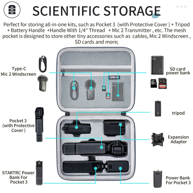 For DJI Osmo Pocket 3 STARTRC Portable PU Storage Box Carrying Case