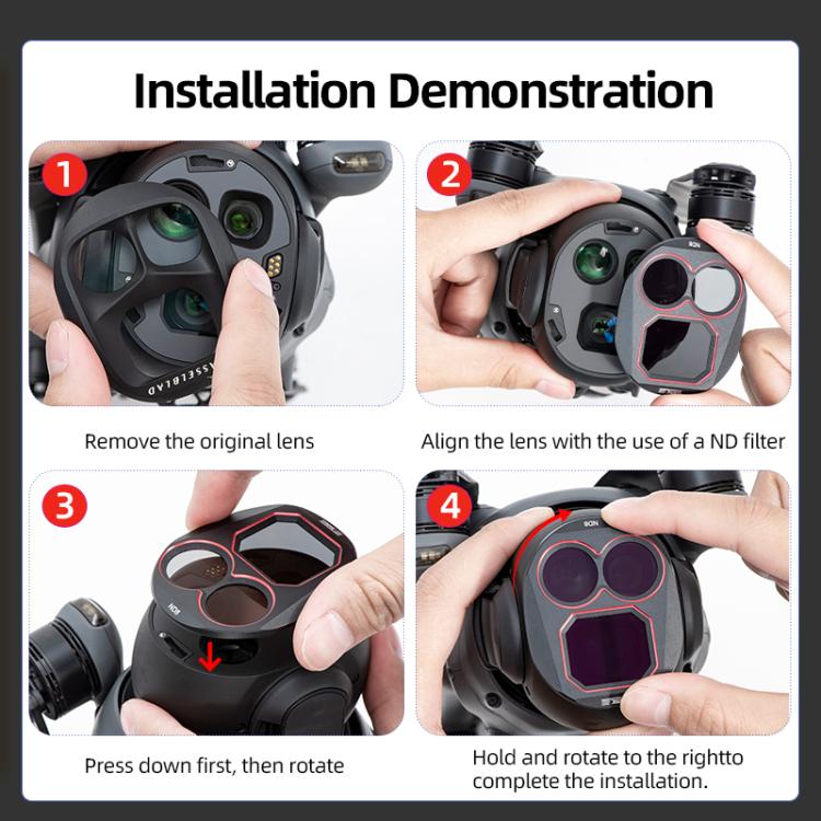 For DJI Mavic 4 Pro STARTRC 4 in 1 ND8 ND16 ND32 ND64 Lens Filter Kit, ND8 ND16 ND32 ND64