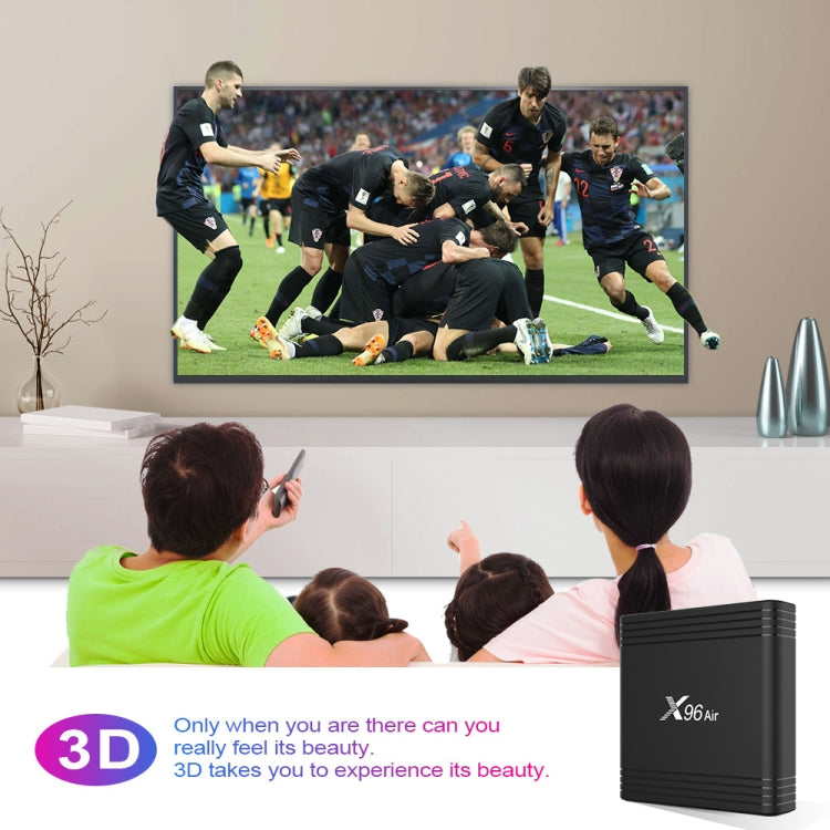 صندوق تلفاز ذكي X96 Air 8K يعمل بنظام أندرويد 9.0، مشغل وسائط مع جهاز تحكم عن بعد، معالج Amlogic S905X3 رباعي النواة، ذاكرة وصول عشوائي (RAM): 4 جيجابايت، ذاكرة قراءة فقط (ROM): 32 جيجابايت، واي فاي ثنائي النطاق، بلوتوث، قابس AU، 4 جيجابايت + 32 جيجابايت