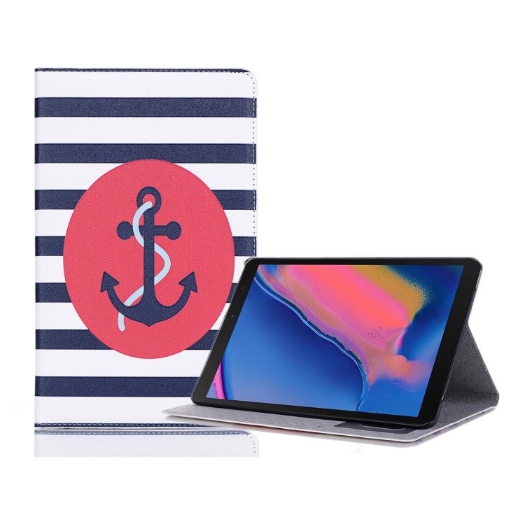 جراب جلدي أفقي قابل للطي مع فتحات للبطاقات وحامل ومحفظة وإطار صور لجهاز Galaxy Tab A 8.0 (2019)
