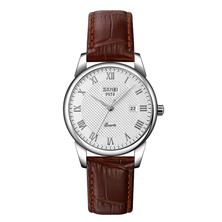 SKMEI 9058 Multifunctional Outdoor Fashion Waterproof Silver Shell Quartz Wrist Watch