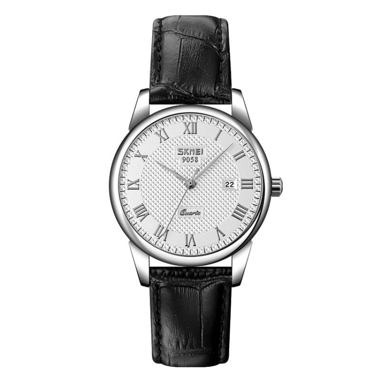 SKMEI 9058 Multifunctional Outdoor Fashion Waterproof Silver Shell Quartz Wrist Watch