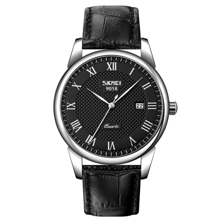 SKMEI 9058 Multifunctional Outdoor Fashion Waterproof Silver Shell Quartz Wrist Watch