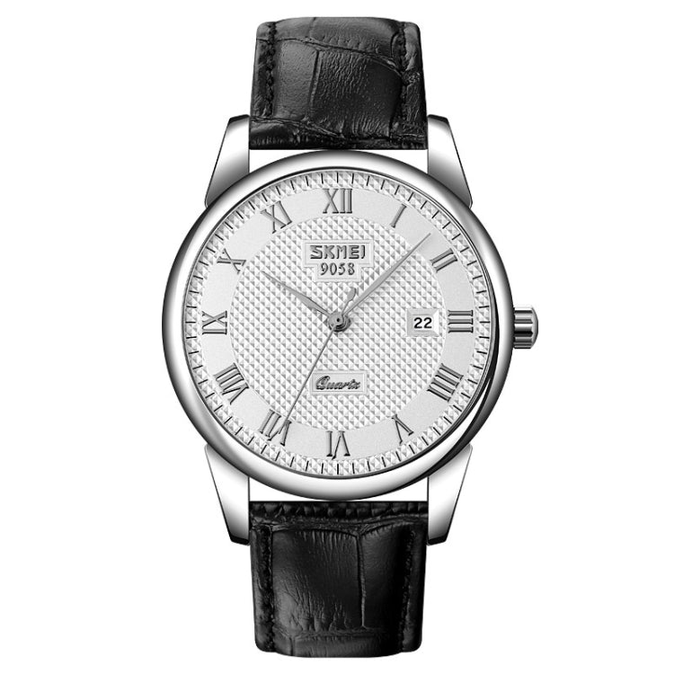 SKMEI 9058 Multifunctional Outdoor Fashion Waterproof Silver Shell Quartz Wrist Watch