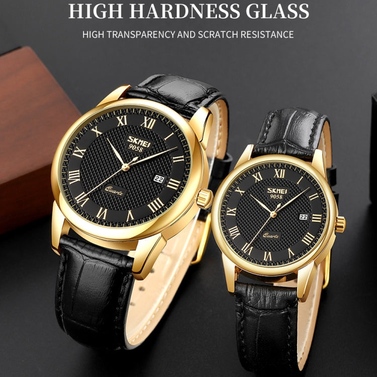SKMEI 9058 Multifunctional Outdoor Fashion Waterproof Gold Shell Quartz Wrist Watch