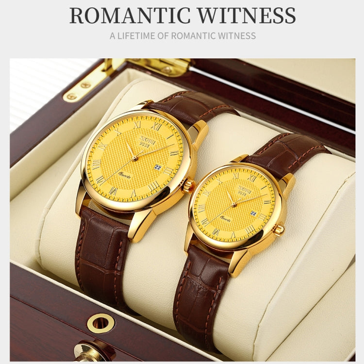 SKMEI 9058 Multifunctional Outdoor Fashion Waterproof Gold Shell Quartz Wrist Watch