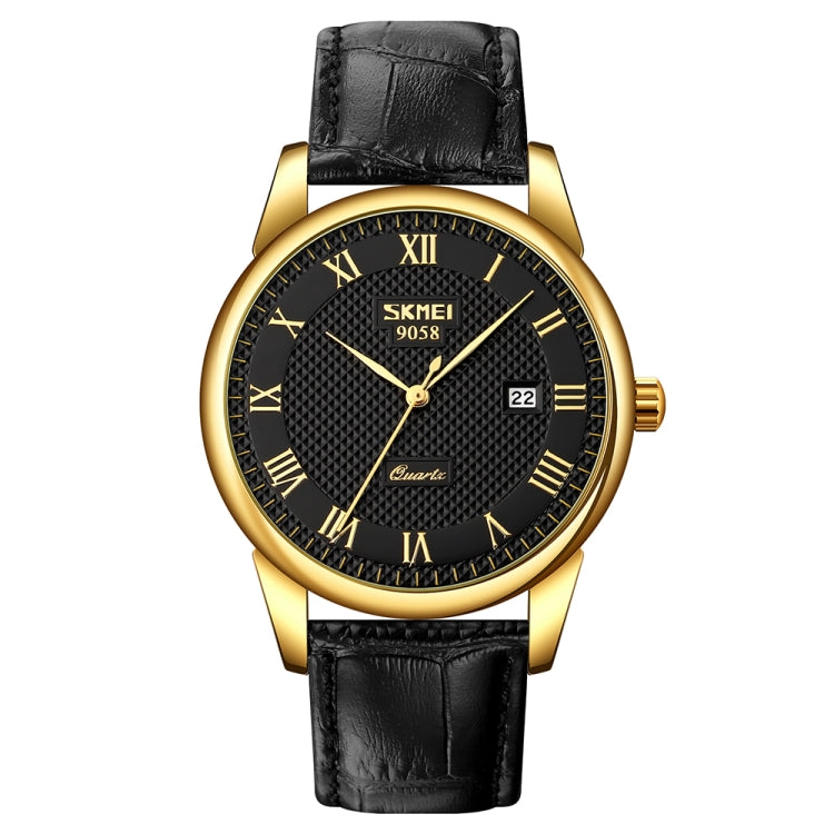SKMEI 9058 Multifunctional Outdoor Fashion Waterproof Gold Shell Quartz Wrist Watch