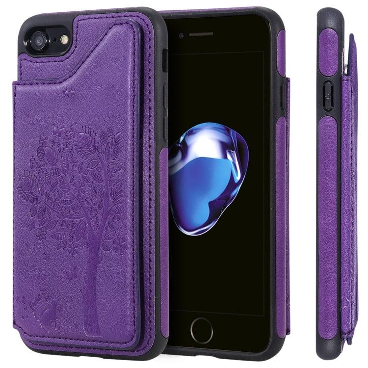 Cat Tree Embossing Pattern Shockproof Protective Case with Card Slots & Photo Frame, For iPhone 6 Plus, For iPhone 6, For iPhone 7 / 8, For iPhone 7 Plus / 8 Plus, For iPhone X, For iPhone XR, For iPhone XS Max, For iPhone XS
