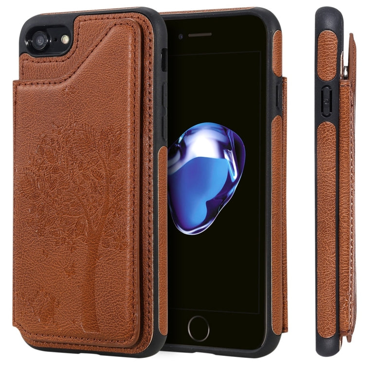 Cat Tree Embossing Pattern Shockproof Protective Case with Card Slots & Photo Frame, For iPhone 6 Plus, For iPhone 6, For iPhone 7 / 8, For iPhone 7 Plus / 8 Plus, For iPhone X, For iPhone XR, For iPhone XS Max, For iPhone XS