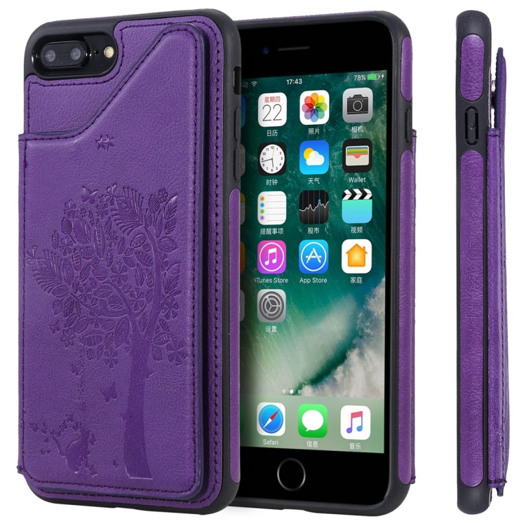 Cat Tree Embossing Pattern Shockproof Protective Case with Card Slots & Photo Frame, For iPhone 6 Plus, For iPhone 6, For iPhone 7 / 8, For iPhone 7 Plus / 8 Plus, For iPhone X, For iPhone XR, For iPhone XS Max, For iPhone XS