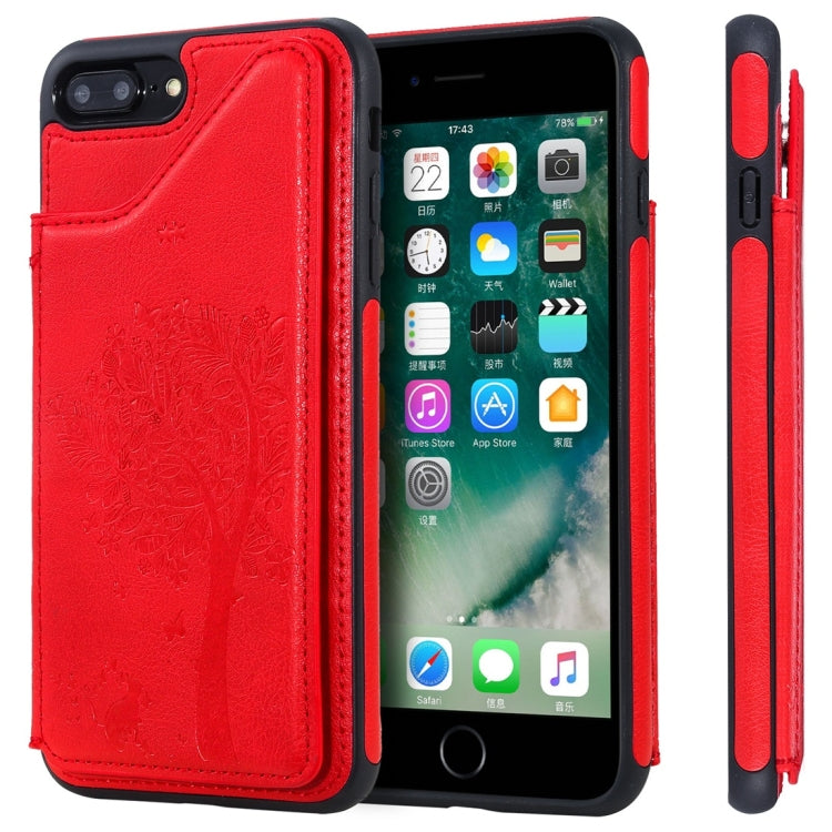 Cat Tree Embossing Pattern Shockproof Protective Case with Card Slots & Photo Frame, For iPhone 6 Plus, For iPhone 6, For iPhone 7 / 8, For iPhone 7 Plus / 8 Plus, For iPhone X, For iPhone XR, For iPhone XS Max, For iPhone XS