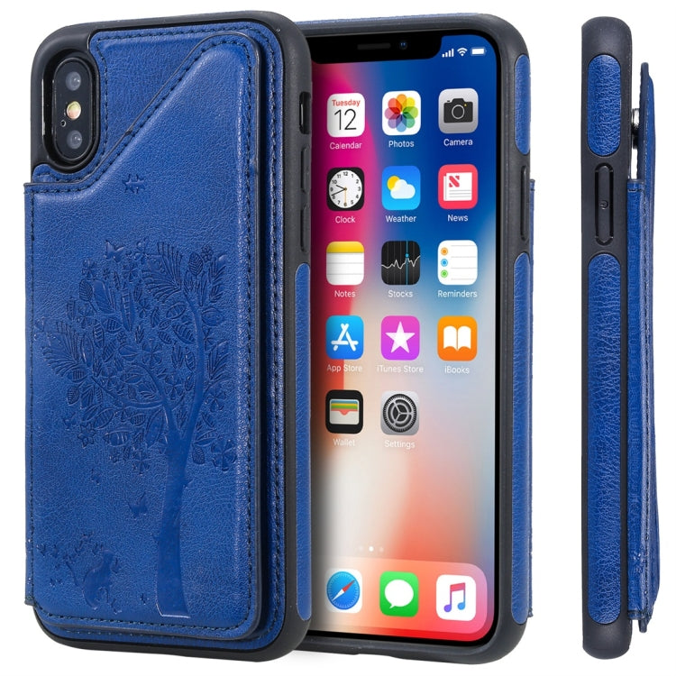 Cat Tree Embossing Pattern Shockproof Protective Case with Card Slots & Photo Frame, For iPhone 6 Plus, For iPhone 6, For iPhone 7 / 8, For iPhone 7 Plus / 8 Plus, For iPhone X, For iPhone XR, For iPhone XS Max, For iPhone XS