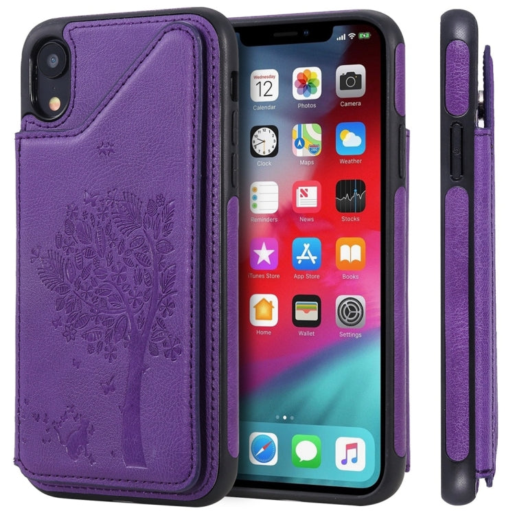 Cat Tree Embossing Pattern Shockproof Protective Case with Card Slots & Photo Frame, For iPhone 6 Plus, For iPhone 6, For iPhone 7 / 8, For iPhone 7 Plus / 8 Plus, For iPhone X, For iPhone XR, For iPhone XS Max, For iPhone XS