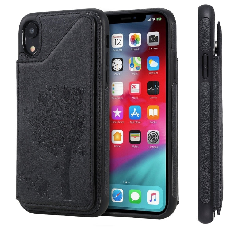 Cat Tree Embossing Pattern Shockproof Protective Case with Card Slots & Photo Frame, For iPhone 6 Plus, For iPhone 6, For iPhone 7 / 8, For iPhone 7 Plus / 8 Plus, For iPhone X, For iPhone XR, For iPhone XS Max, For iPhone XS