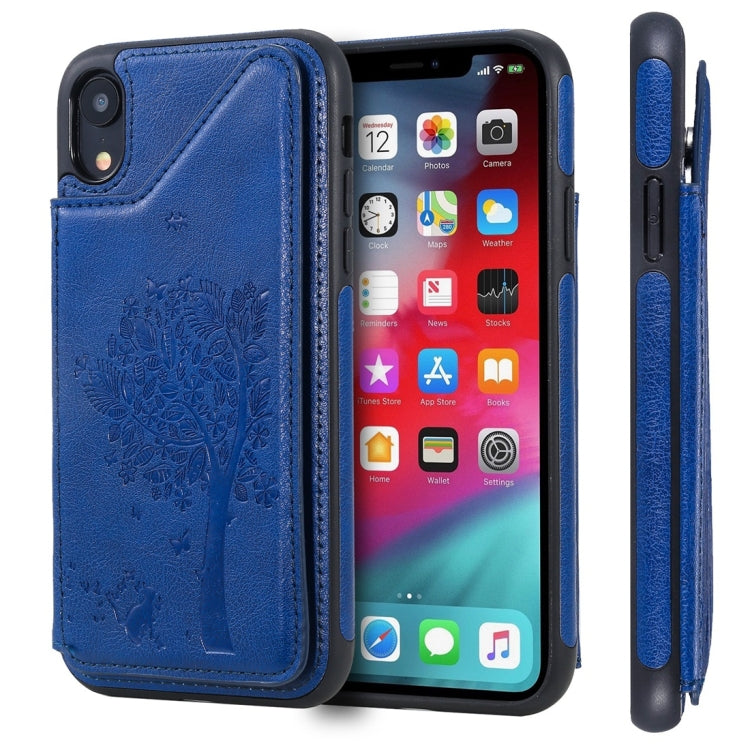 Cat Tree Embossing Pattern Shockproof Protective Case with Card Slots & Photo Frame, For iPhone 6 Plus, For iPhone 6, For iPhone 7 / 8, For iPhone 7 Plus / 8 Plus, For iPhone X, For iPhone XR, For iPhone XS Max, For iPhone XS
