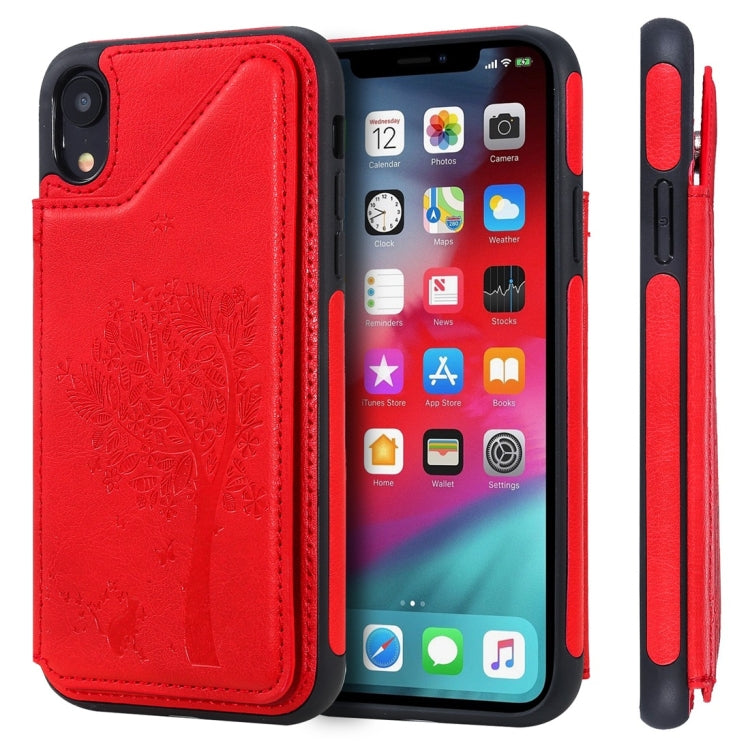 Cat Tree Embossing Pattern Shockproof Protective Case with Card Slots & Photo Frame, For iPhone 6 Plus, For iPhone 6, For iPhone 7 / 8, For iPhone 7 Plus / 8 Plus, For iPhone X, For iPhone XR, For iPhone XS Max, For iPhone XS